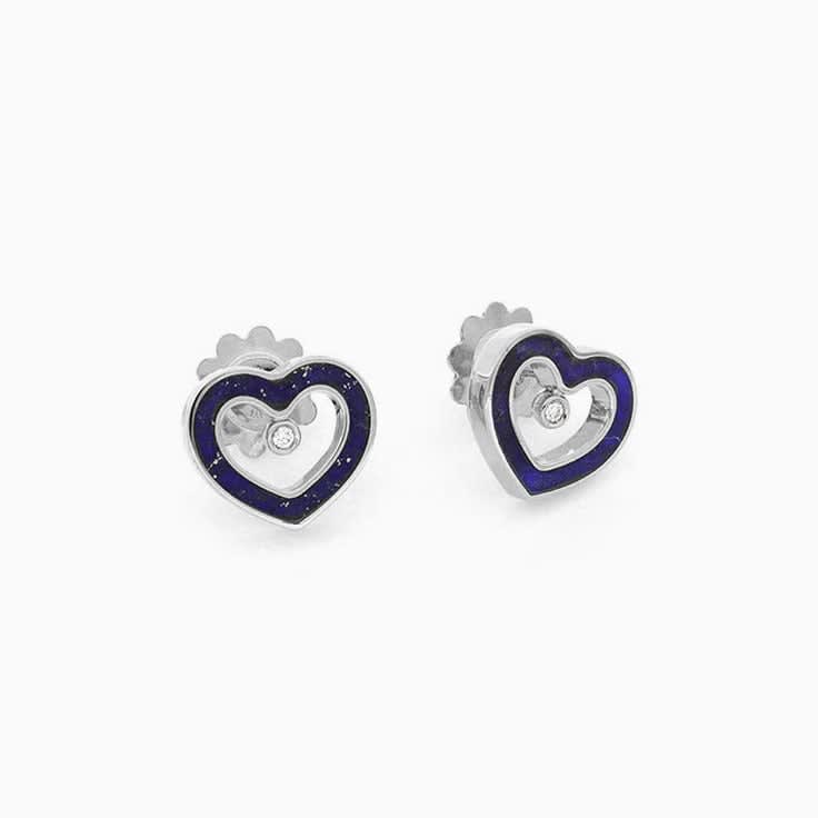 Blue Lapis Lazuli and Diamond Stud