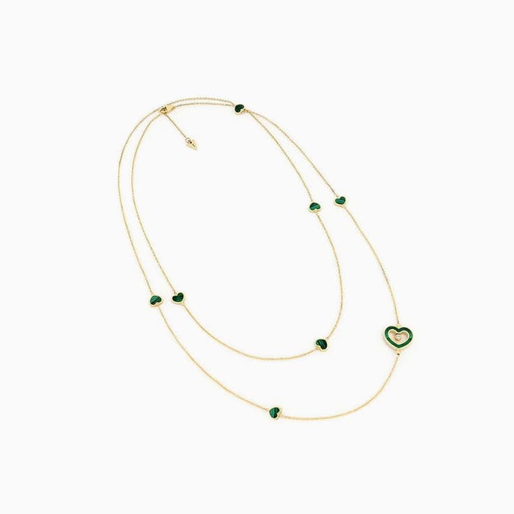 Malachite Diamond Heart Necklace