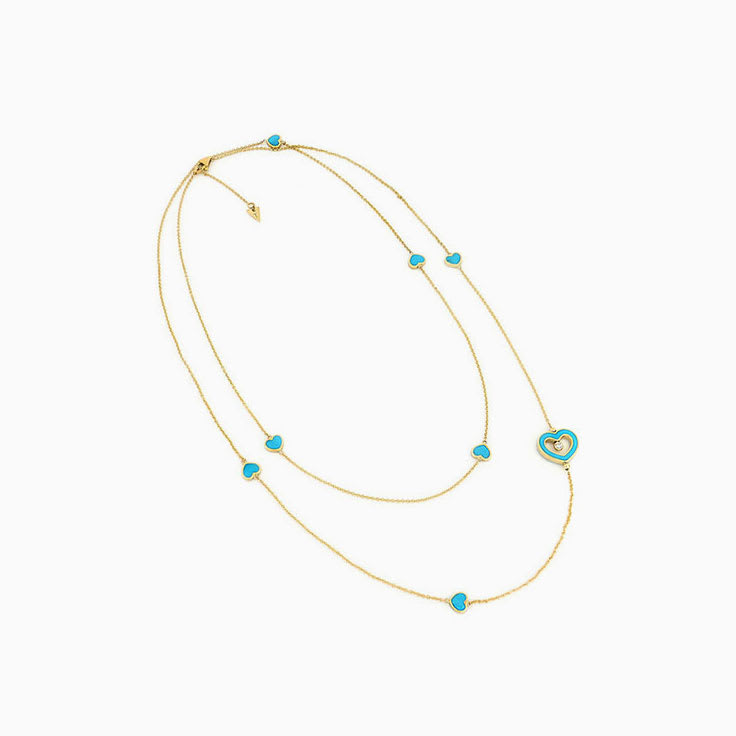 Turquoise and Diamond Heart Necklace