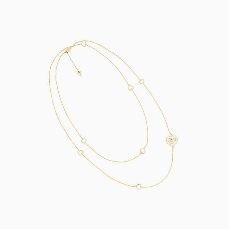 White Kogolong and Diamond Heart Necklace