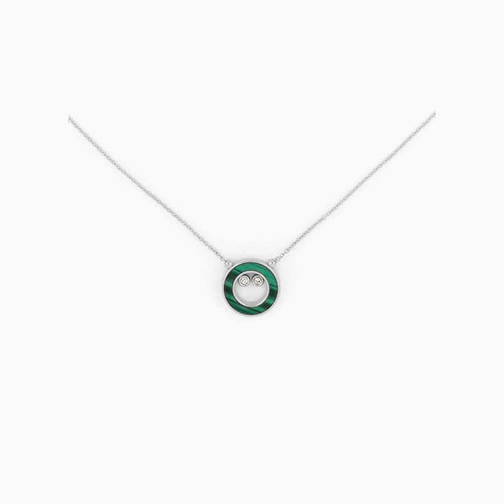 Circle Malachite And Diamond Necklace