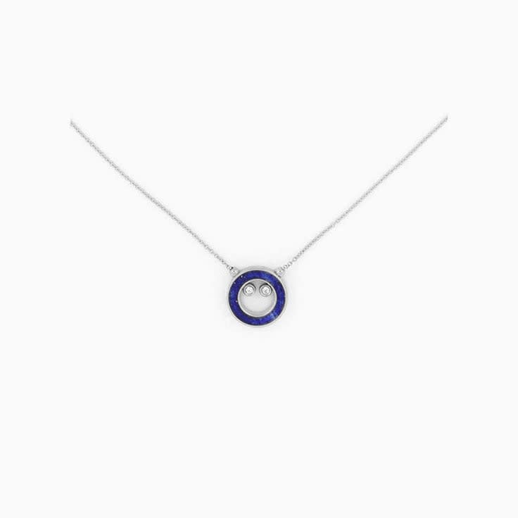 Blue Lapis Lazuli and Diamond Circle Necklace