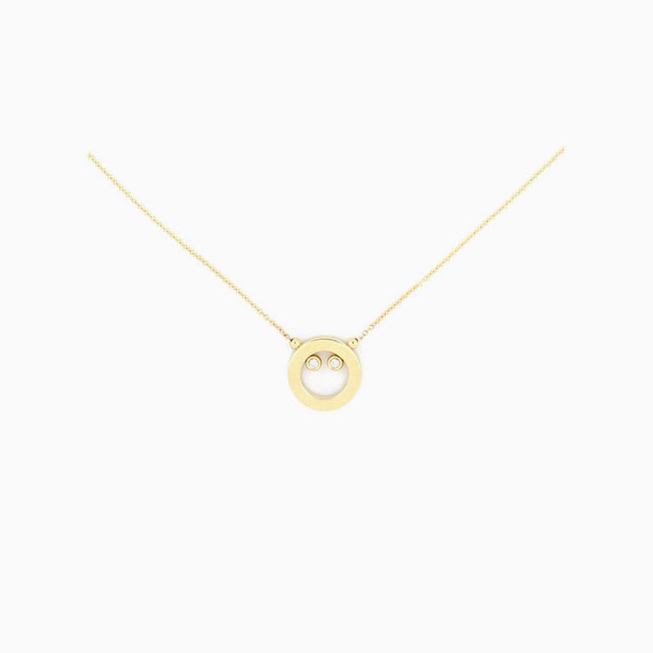 Gold and Diamond Circle Necklace