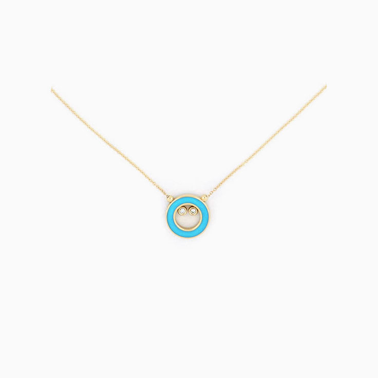 Turquoise and Diamond Circle Necklace