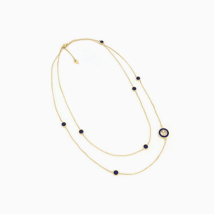 Long Blue Lapis Lazuli and Diamond Necklace