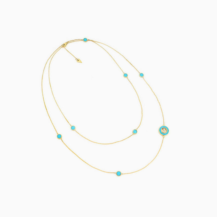 Long Turquoise and Diamond Necklace
