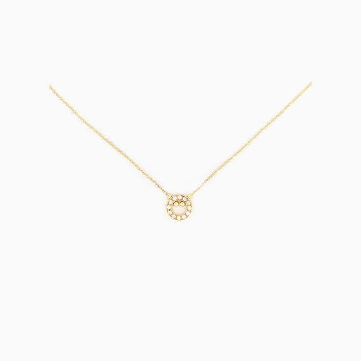 Gold Necklace With Diamond Circle Pendant