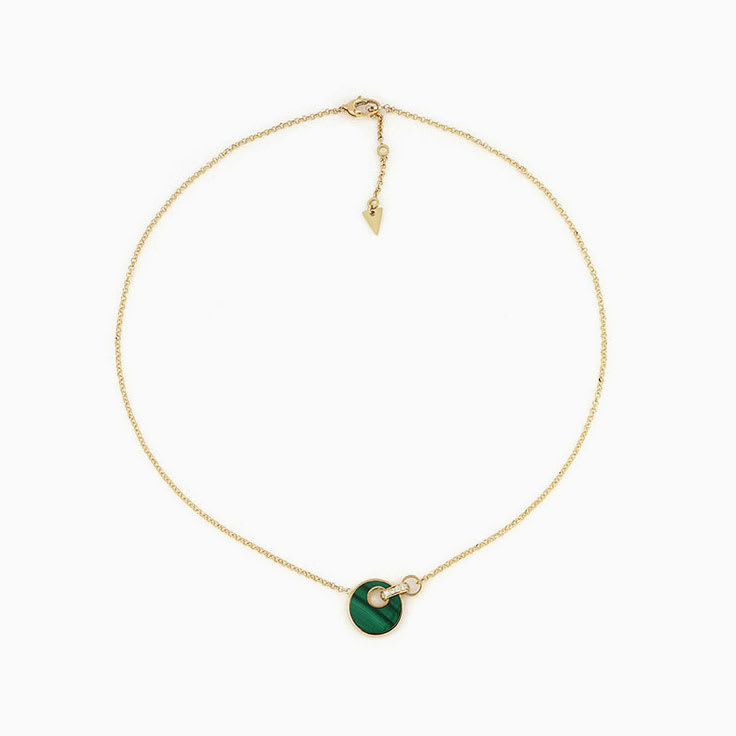 Green Malachite and Diamond Necklace