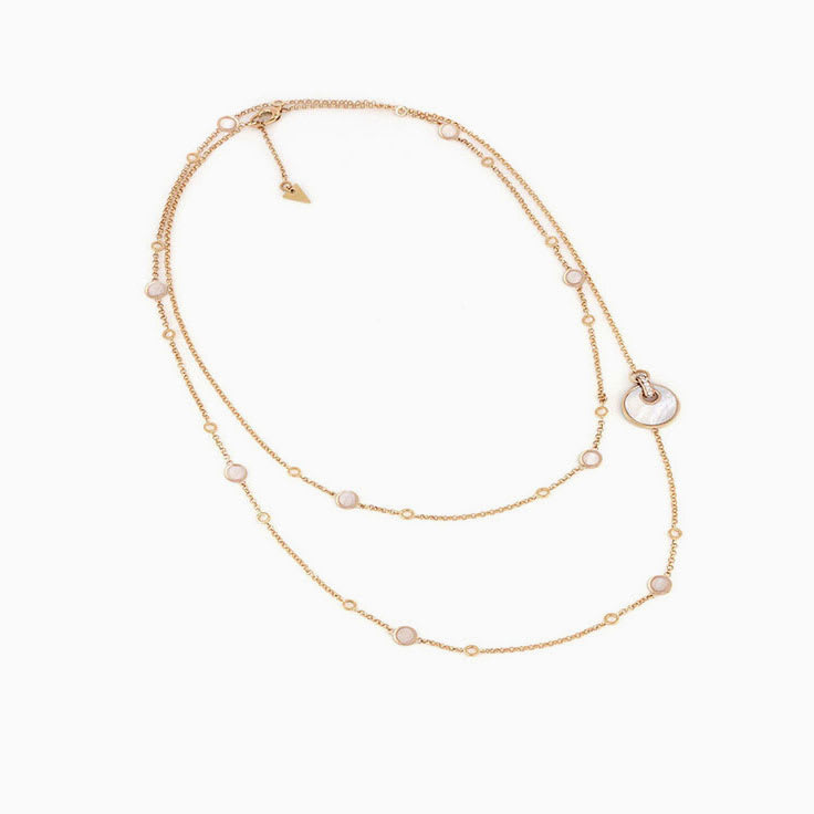 Long White Gemstone and Diamond Necklace