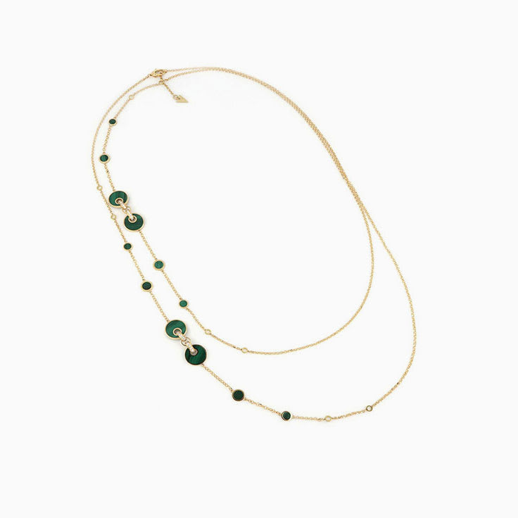 Green Malachite Gemstone Necklace With Diamonds