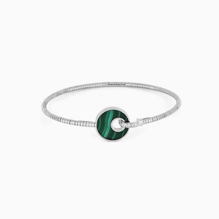 Green Malachite and Diamonds Bracelet