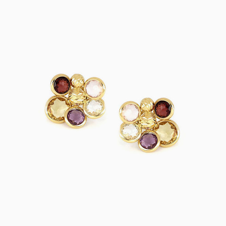 Flower Patterned Gemstone Earrings