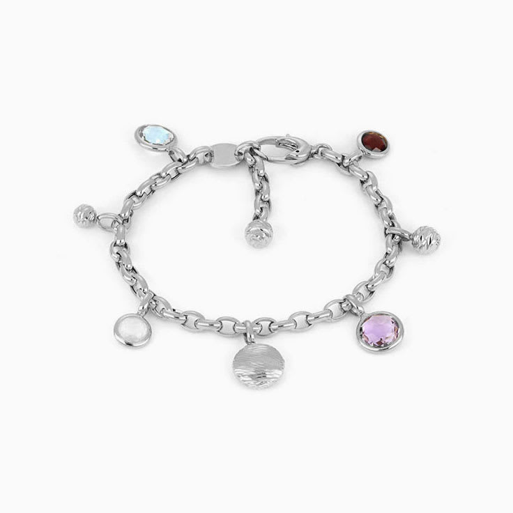 Multicoloured Gemstone Charm Bracelet