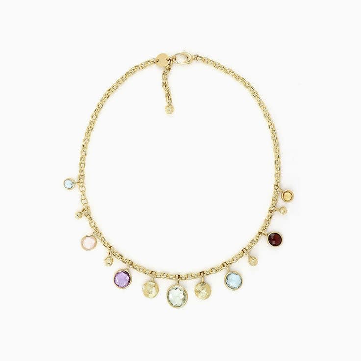 Multicolour Gemstone Charm Necklace