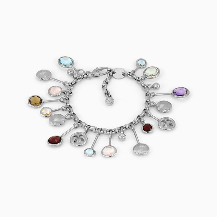 Asymmetrical Multicoloured Gemstone Bracelet