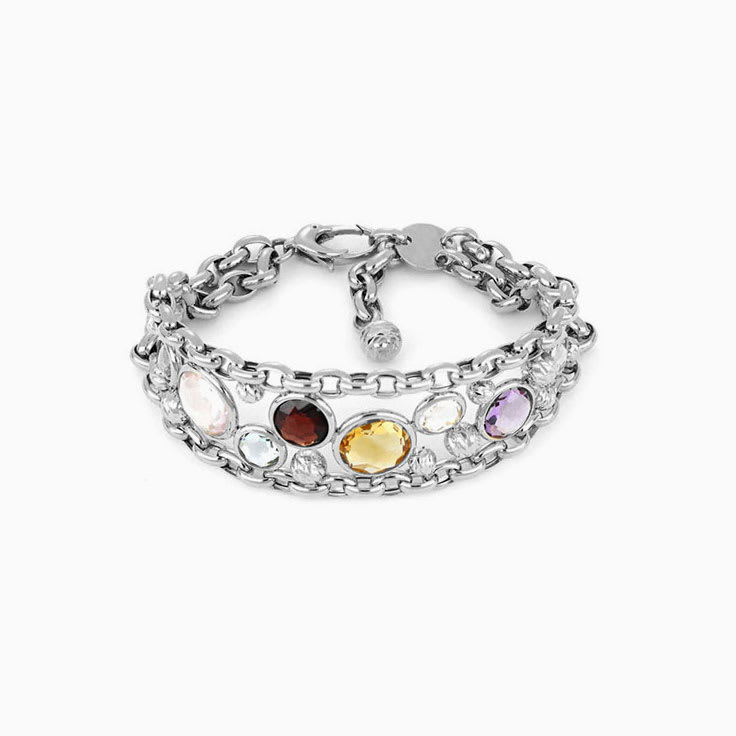 Multicoloured Gemstone Chain Bracelet