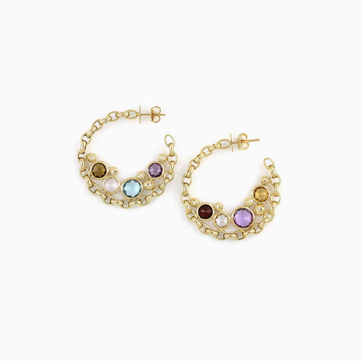 Circle Multicolour Gemstone Earring