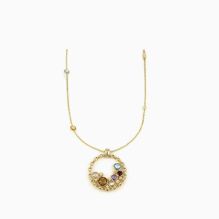 Multicoloured Necklace With Circle Pendant