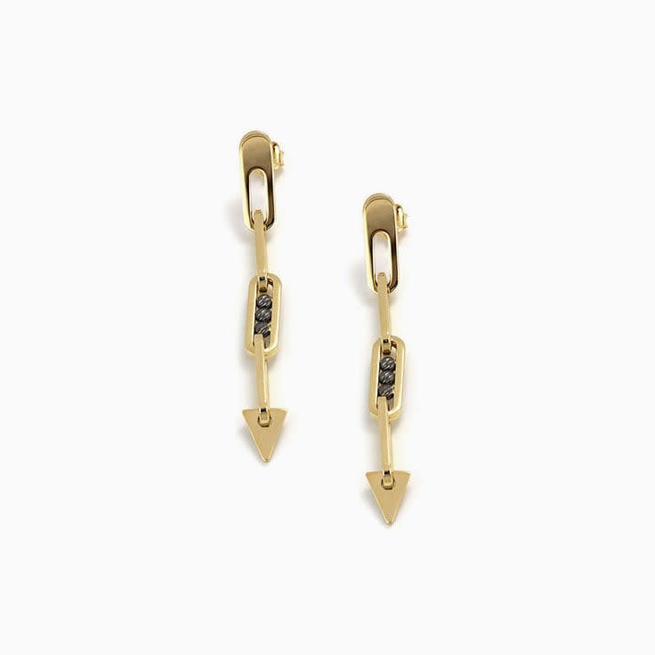 Black And Yellow Gold Arrow Earrings