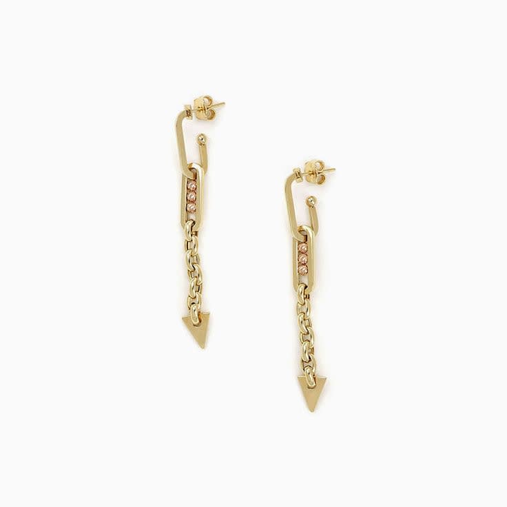 Gold Earrings With Rose Spheres
