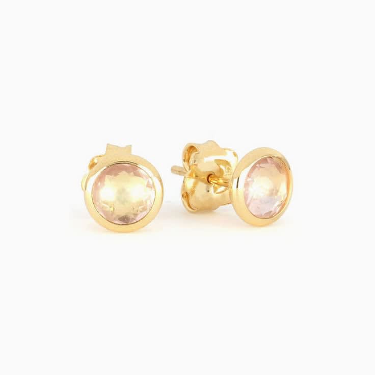 Moon Earrings With Rose Quartz