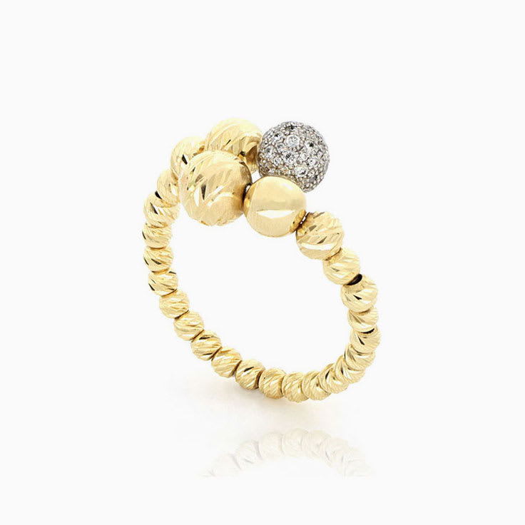 Yellow Gold And Diamond Sphere Ring