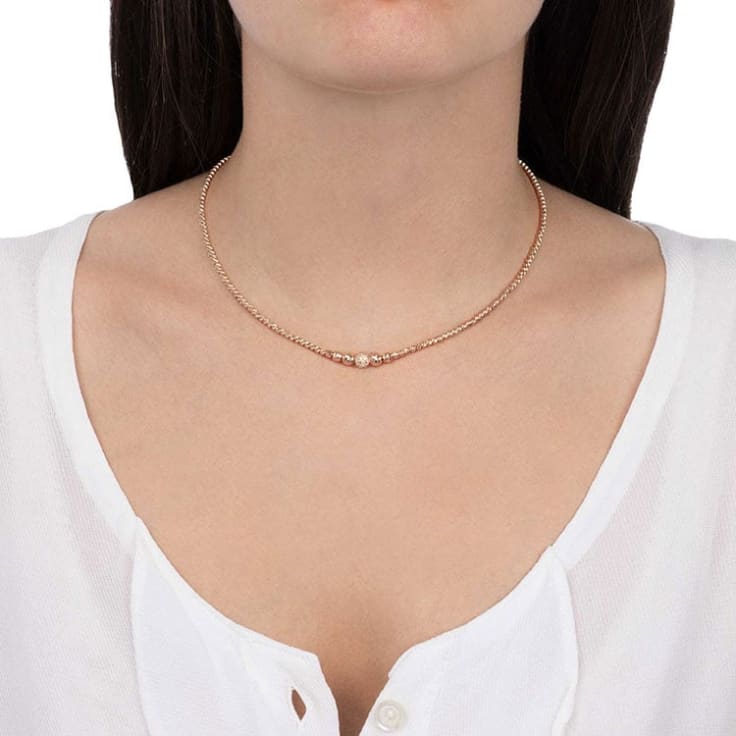 Rose Gold Sphere Necklace With Diamonds
