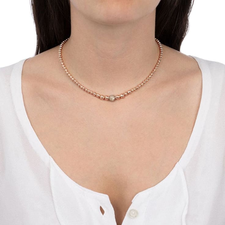 Rose Gold Sphere Necklace With Brown Diamonds