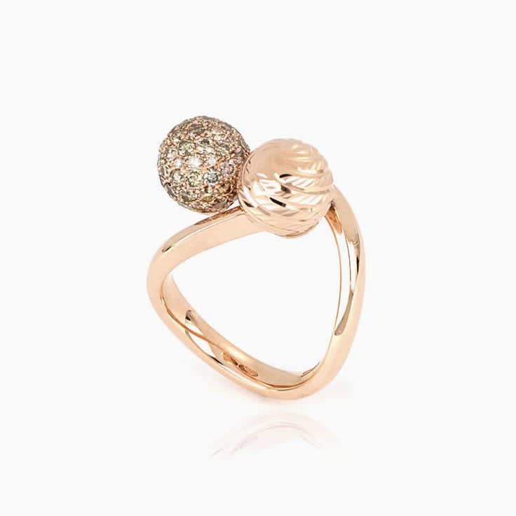Brown Diamond And Rose Gold Sphere Ring