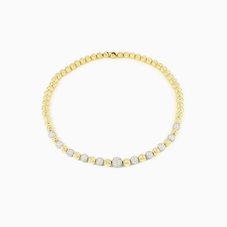 Diamond And Gold Graduated Sphere Necklace