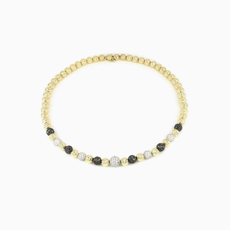 Black And White Diamond Graduated Sphere Necklace
