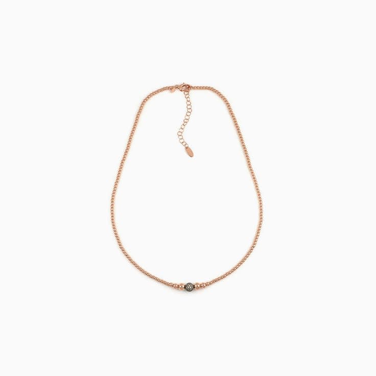 Diamond And Rose Gold Sphered Necklace