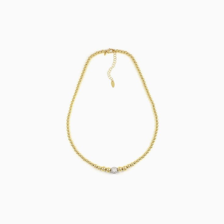 Gold And Diamond Sphered Necklace