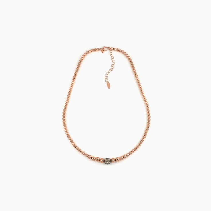 Rose Gold And Diamond Sphered Necklace