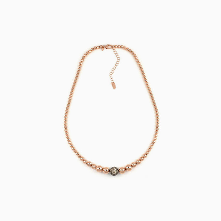 Diamond And Rose Gold Sphere Necklace