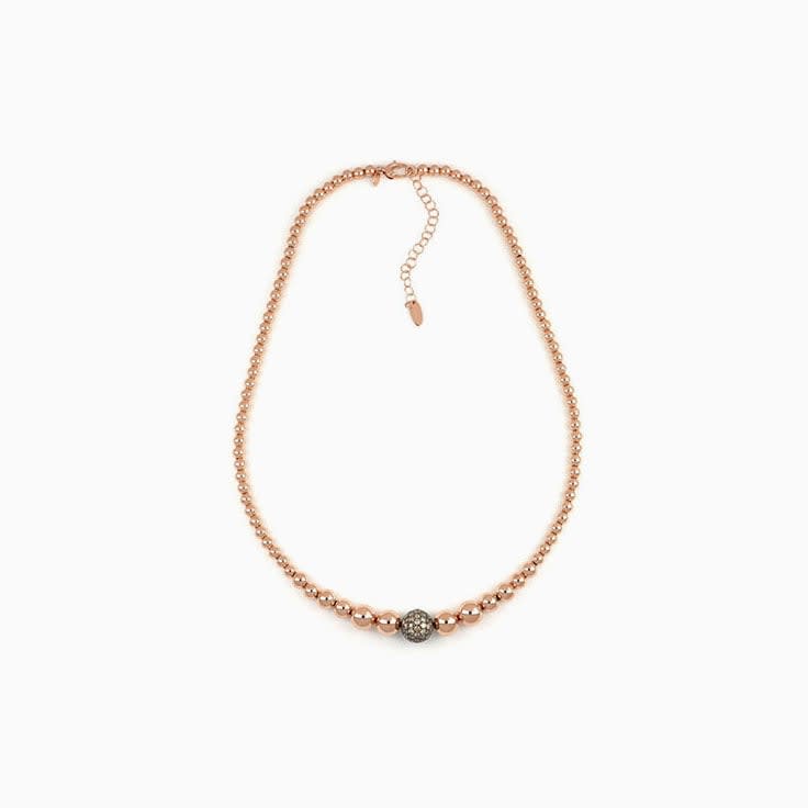 Diamond And Rose Gold Sphere Necklace