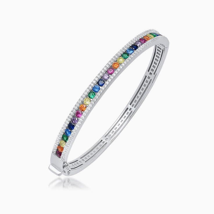 Rainbow diamond bangle