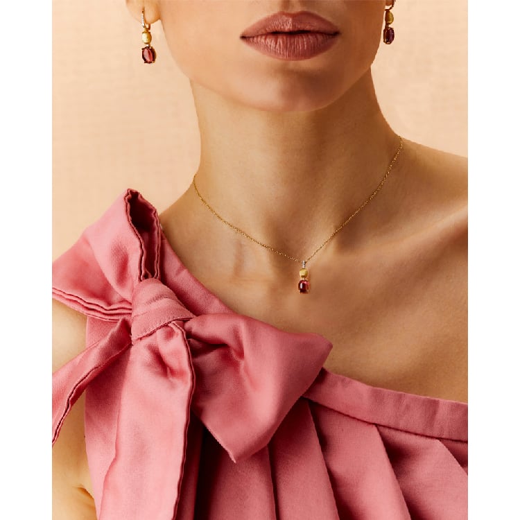 Pink Tourmaline Pendant Necklace