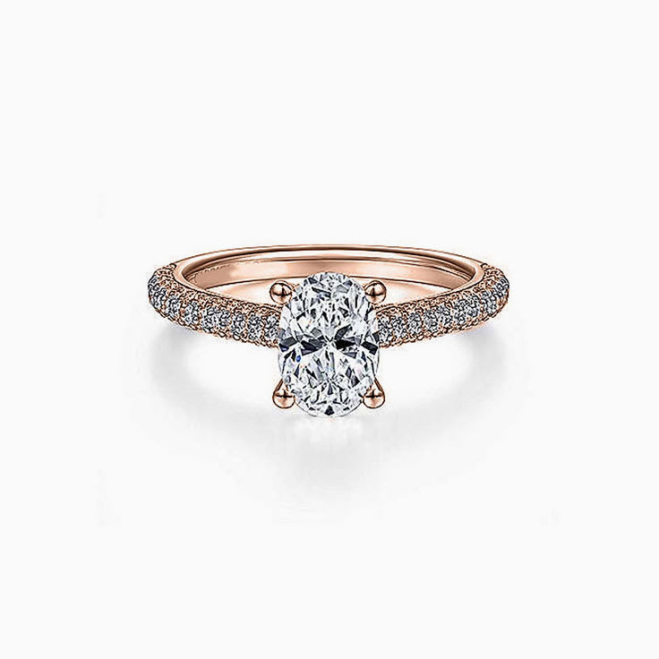 Oval cut on a pave band engagement ring