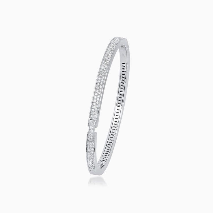 Two row pave diamond bangle
