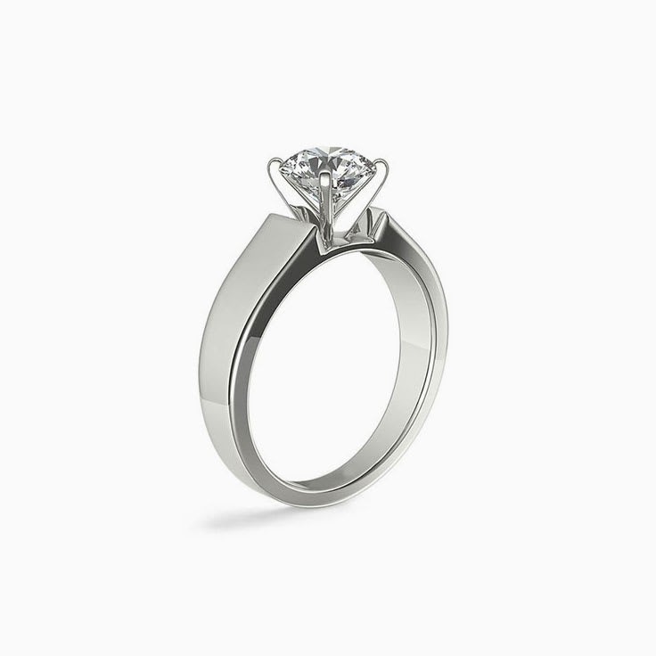 Wide Diamond Solitaire Engagement Band