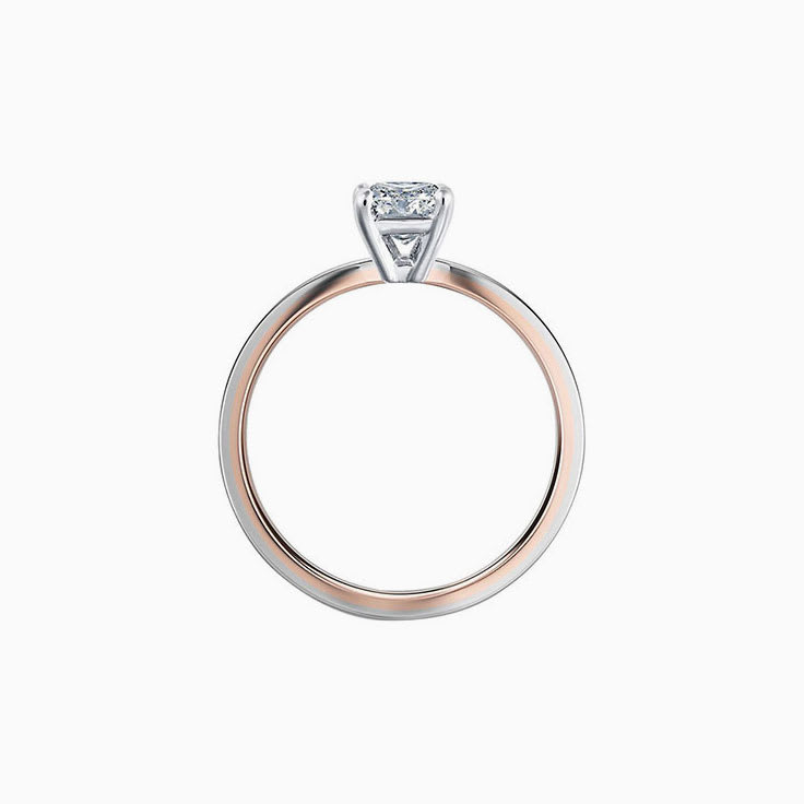 Matte Two Tone Solitaire Diamond Engagement Ring