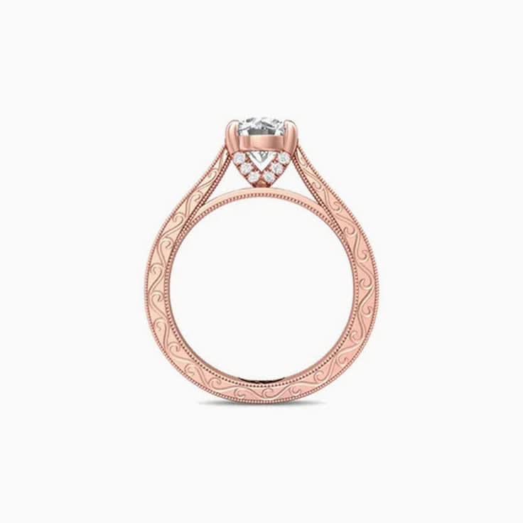 Classic Hand Engraved Solitaire Engagement Ring
