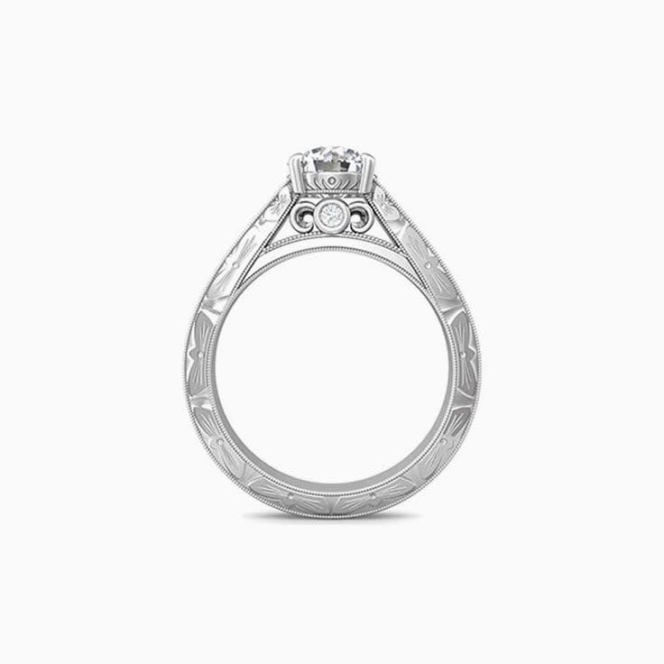 Vintage Hand Carved Solitaire Engagement Ring