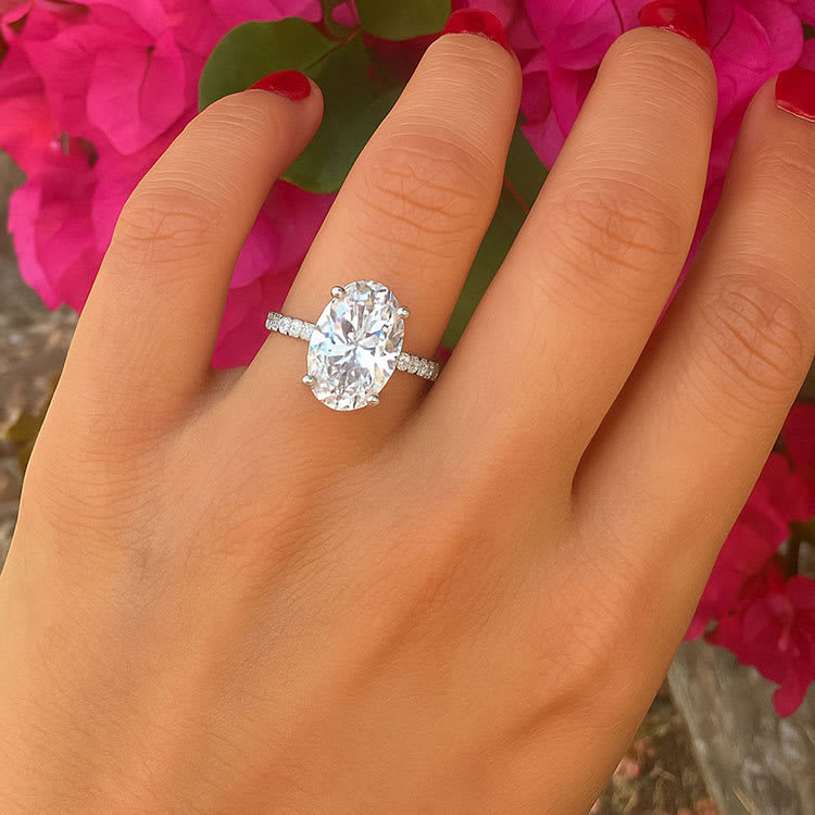 Brilliant Oval Cut Diamond Engagement Pave Ring
