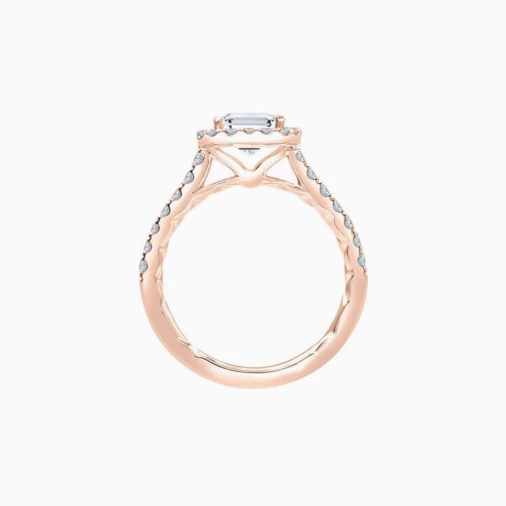 Classic Emerald Cut Diamond Engagement Pave Set Ring