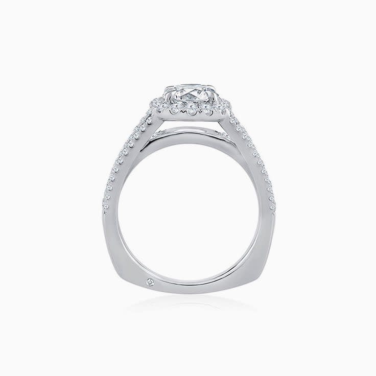 Classic Round Diamond Engagement Triple Split Shank Ring
