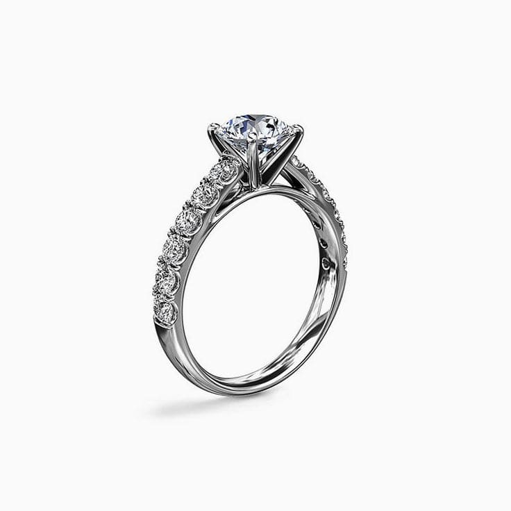 Cathedral Diamond Engagement Pave Ring