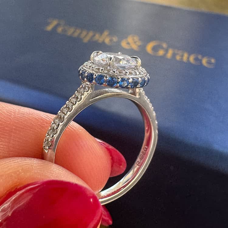 Diamond and sapphire engagement ring