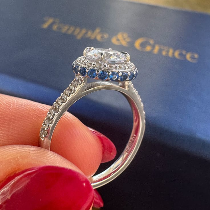 Diamond and sapphire engagement ring